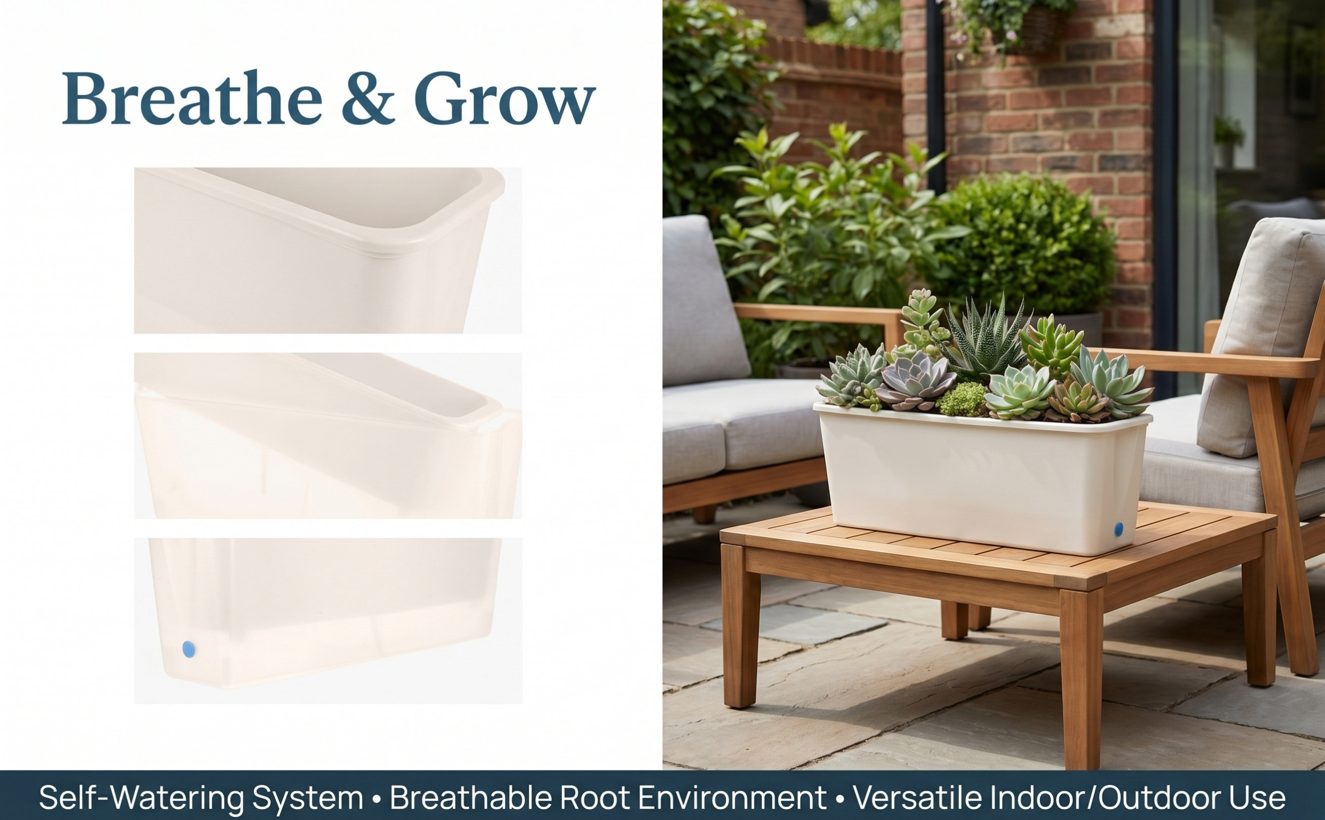 Maceta rectangular estrecha co - Self-Watering Planter reseña y precio